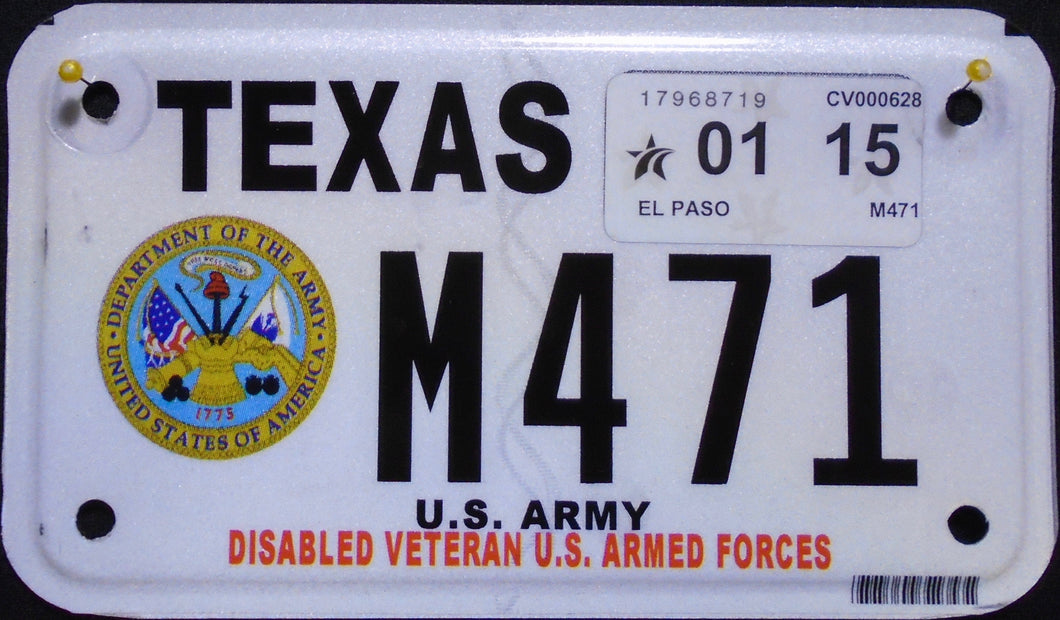 TEXAS DISABLED VETERAN U.S. ARMED FORCES ARMY 2015 M471