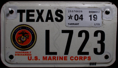 TEXAS VETERAN U.S.  MARINE CORPS HONORABLY DISCHARGED 2019 L723