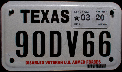 TEXAS DISABLED VETERAN U.S. ARMED FORCES 2020 90DV66
