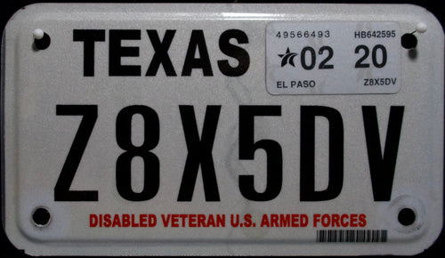 TEXAS DISABLED VETERAN U.S. ARMED FORCES 2020 Z8X5DV