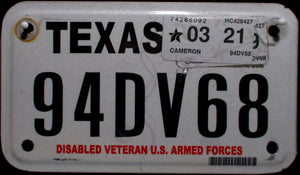 TEXAS DISABLED VETERAN U.S. ARMED FORCES 2021 94DV68